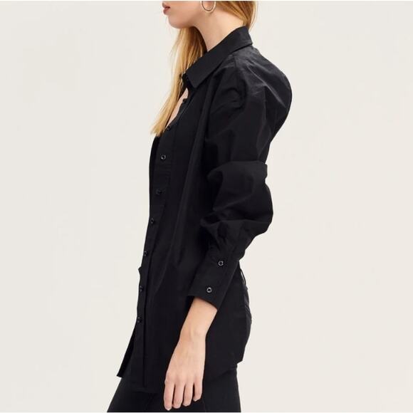 NWT SER.O.YA Lydia Open Back Button Down Bra Top - Black Poplin Shirt - XL - Picture 4 of 16